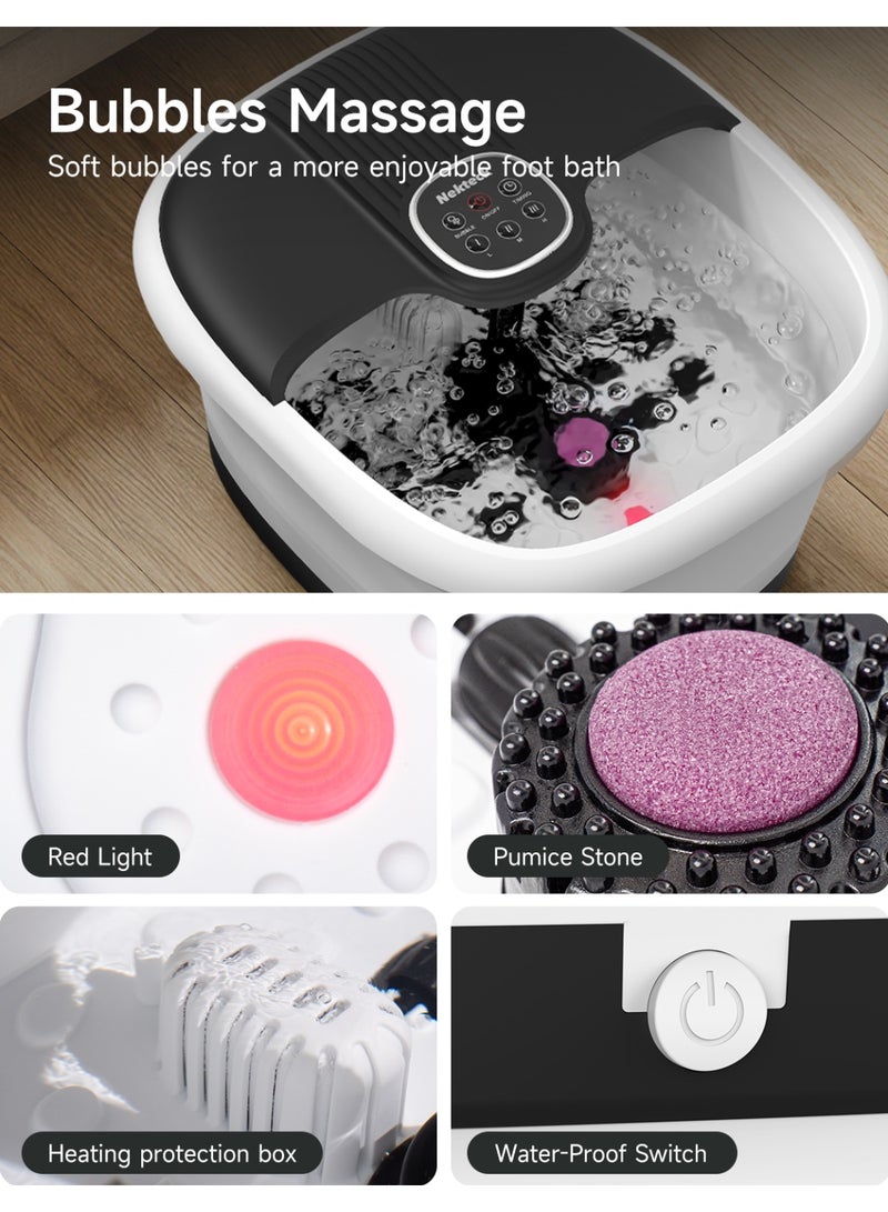 Nekteck Electric Foldable Foot Spa Bath Massager with Heat, Bubble Massage, Remote Control, 3 Heat Levels, 16 Massage Rollers and Pumice Stone - Image 4